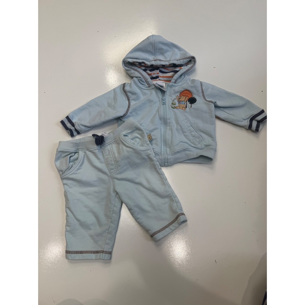 Vintage Disney Winnie the Pooh Baby Boy Blue Hoodie and Pants Set 0-3 Months